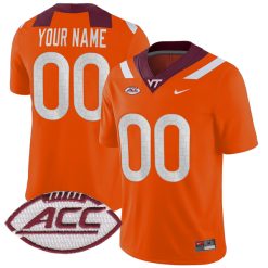 Custom Virginia Tech Hokies Football Orange Alternate Game Jersey - All Stitched