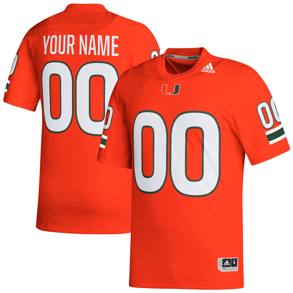 Custom Miami Hurricanes Football Orange Home Game Jersey - All Stitched
