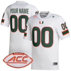 Custom Miami Hurricanes Football White Away Game Jersey - All Stitched