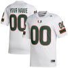 Custom Miami Hurricanes Football White Away Game Jersey - All Stitched