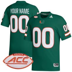 Custom Miami Hurricanes Football Green Alternate Game Jersey - All Stitched