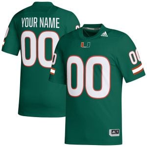 Custom Miami Hurricanes Football Green Alternate Game Jersey - All Stitched