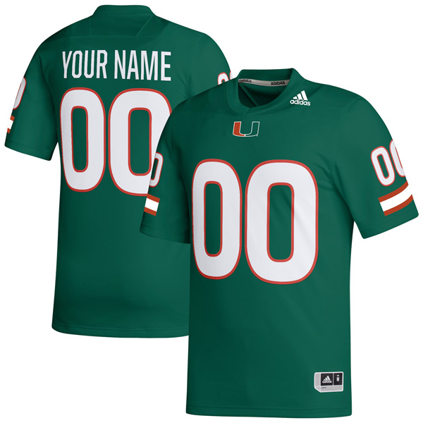 Custom Miami Hurricanes Football Green Alternate Game Jersey - All Stitched