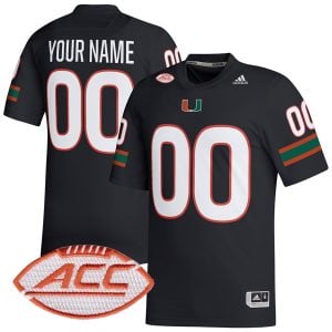 Custom Miami Hurricanes Football Black Alternate Game Jersey - All Stitched
