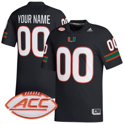 Custom Miami Hurricanes Football Black Alternate Game Jersey - All Stitched