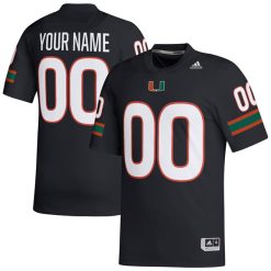 Custom Miami Hurricanes Football Black Alternate Game Jersey - All Stitched