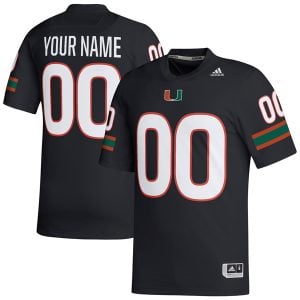 Custom Miami Hurricanes Football Black Alternate Game Jersey - All Stitched