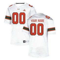 Custom Miami Hurricanes Football White Jersey - All Stitched