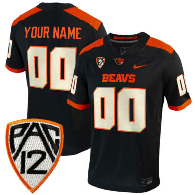 Custom Oregon State Beavers Football Black Home Jersey - All Stitched