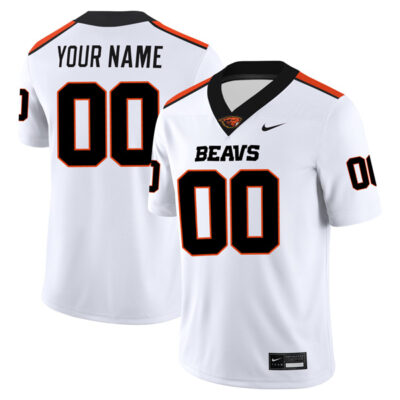 Custom Oregon State Beavers Football White Away Game Jersey - All Stitched