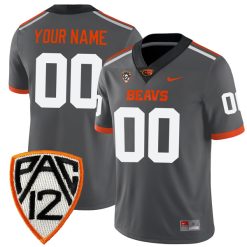 Custom Oregon State Beavers Football Grey Alternate Game Jersey - All Stitched