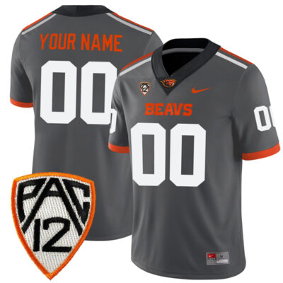 Custom Oregon State Beavers Football Grey Alternate Game Jersey - All Stitched