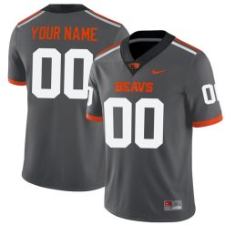 Custom Oregon State Beavers Football Grey Alternate Game Jersey - All Stitched
