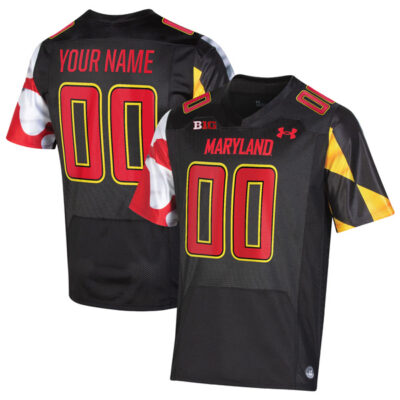 Custom Maryland Terrapins Football Black Alternate Game Jersey - All Stitched