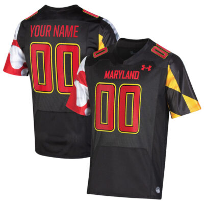 Custom Maryland Terrapins Football Black Alternate Game Jersey - All Stitched