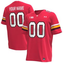 Custom Maryland Terrapins Football Red Home Jersey - All Stitched