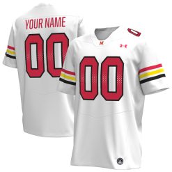 Custom Maryland Terrapins Football White Jersey - All Stitched