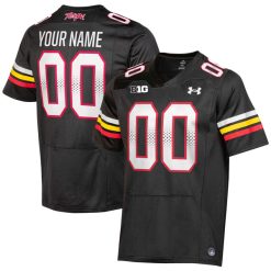 Custom Maryland Terrapins Football Black Alternate Jersey - All Stitched