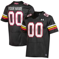 Custom Maryland Terrapins Football Black Jersey - All Stitched