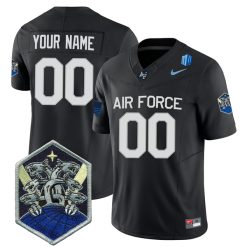 Custom Air Force Falcons Football Black Alternate Game Jersey - All Stitched
