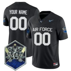 Custom Air Force Falcons Football Black Alternate Game Jersey - All Stitched