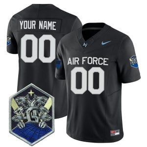 Custom Air Force Falcons Football Black Alternate Game Jersey - All Stitched