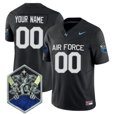 Custom Air Force Falcons Football Black Alternate Game Jersey - All Stitched