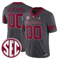 Custom Oklahoma Sooners Football Grey Alternate Game Jersey - All Stitched