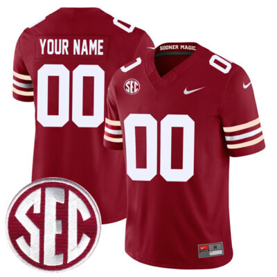 Custom Oklahoma Sooners Football Crimson Alternate Game Jersey - All Stitched