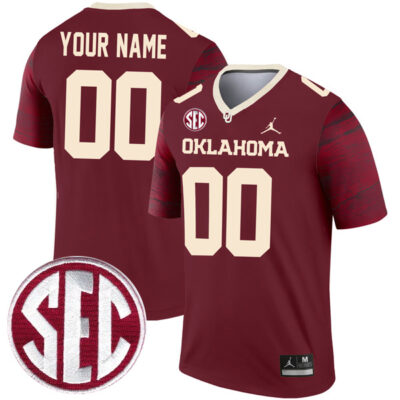 Custom Oklahoma Sooners Football Legend Crimson Jersey - All Stitched