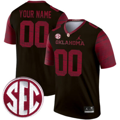 Custom Oklahoma Sooners Football Legend Black Jersey - All Stitched