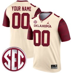 Custom Oklahoma Sooners Football Legend Cream Jersey - All Stitched