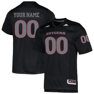 Custom Rutgers Scarlet Knights Football Black Alternate Game Jersey - All Stitched