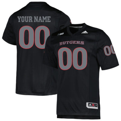 Custom Rutgers Scarlet Knights Football Black Alternate Game Jersey - All Stitched