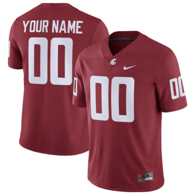 Custom Washington State Cougars Football Crimson Home Game Jersey - All Stitched