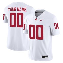 Custom Washington State Cougars Football White Away Game Jersey - All Stitched
