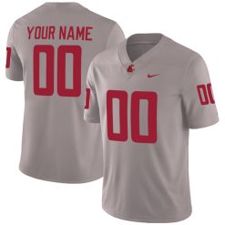 Custom Washington State Cougars Football Grey Alternate Game Jersey - All Stitched