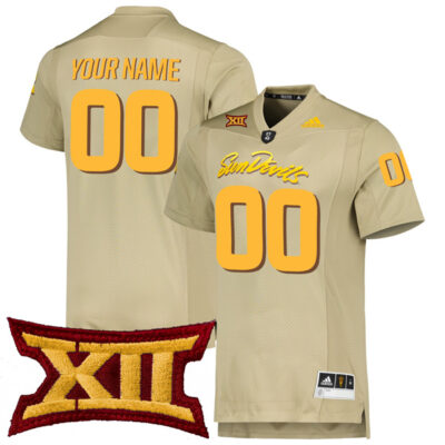 Custom Arizona State Sun Devils Football Tan Premier Jersey - All Stitched