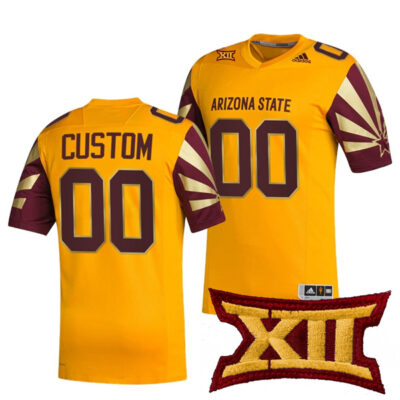 Custom Arizona State Sun Devils Football Gold Premier Jersey - All Stitched
