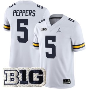 Jabrill Peppers Michigan Wolverines Football White Away Jersey - All Stitched