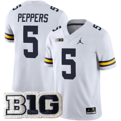 Jabrill Peppers Michigan Wolverines Football White Away Jersey - All Stitched