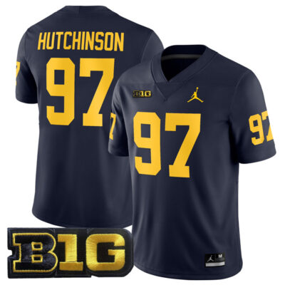 Aidan Hutchinson Michigan Wolverines Football Navy Home Jersey - All Stitched
