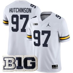 Aidan Hutchinson Michigan Wolverines Football White Away Jersey - All Stitched