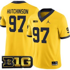 Aidan Hutchinson Michigan Wolverines Football Maize Alternate Jersey - All Stitched