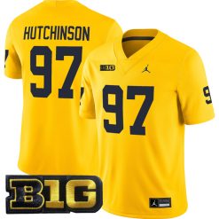 Aidan Hutchinson Michigan Wolverines Football All Maize Jersey - All Stitched