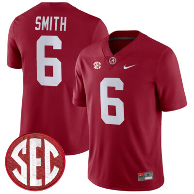 DeVonta Smith Alabama Crimson Tide Football Crimson Home Game Jersey - All Stitched