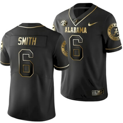 DeVonta Smith Alabama Crimson Tide Football Black Gold Jersey - All Stitched