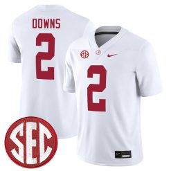 Caleb Downs Alabama Crimson Tide Football White Away Game Jersey - All Stitched