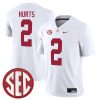 Jalen Hurts Alabama Crimson Tide Football White Away Game Jersey - All Stitched