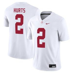 Jalen Hurts Alabama Crimson Tide Football White Away Game Stitched Jersey